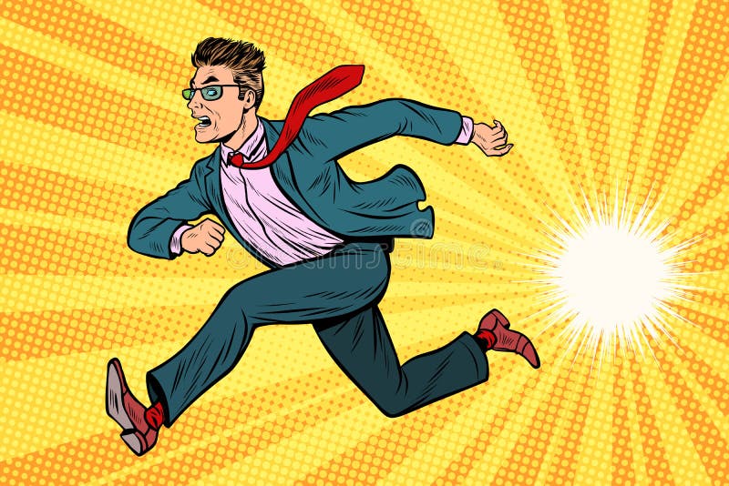 Businessman running, business concept stock illustration Businessman running, business concept stock illustration