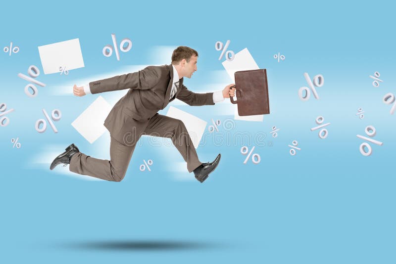 Businessman running forward royalty free stock image