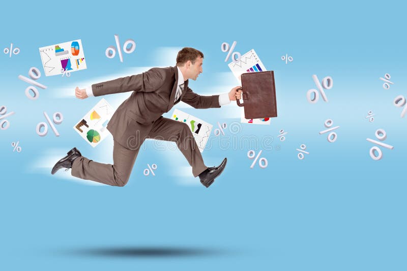Businessman running forward royalty free stock image
