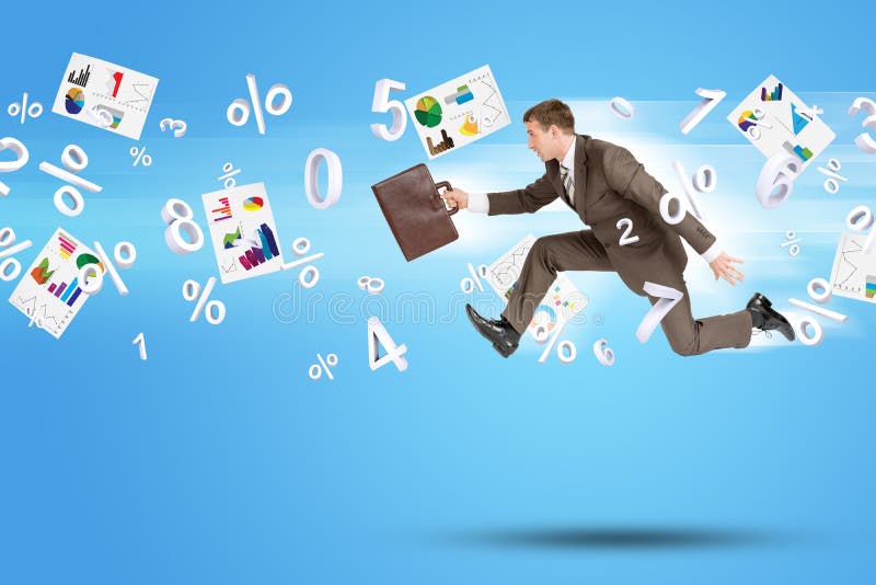 Businessman running forward royalty free stock images