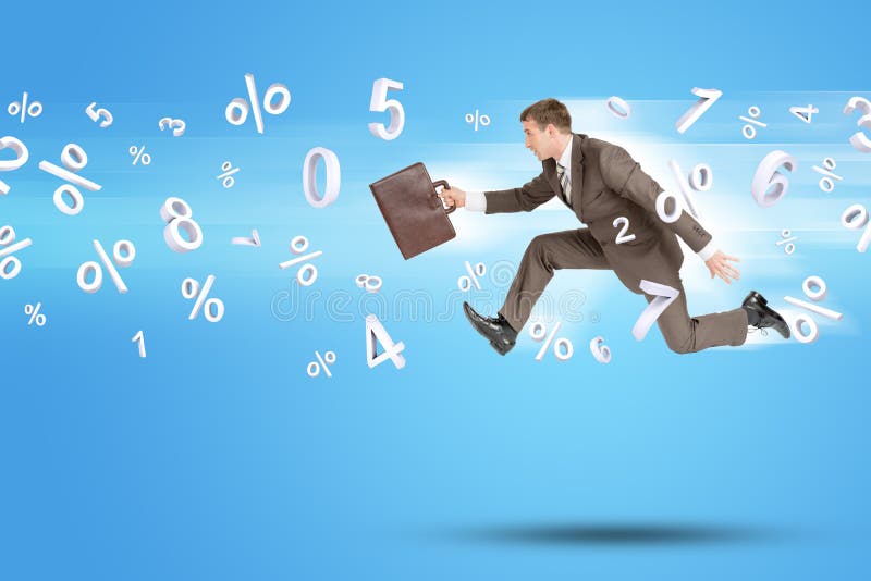 Businessman running forward royalty free stock image