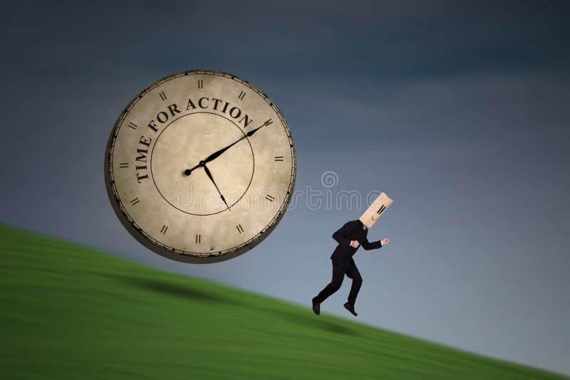 Businessman running on the hill stock illustration