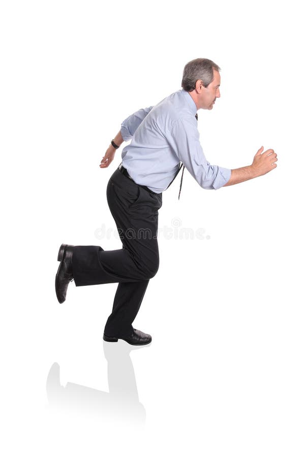 Businessman running in a hurry royalty free stock photos