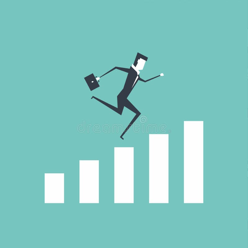 Businessman running to the top of the graph. royalty free illustration Businessman running to the top of the graph. royalty free illustration