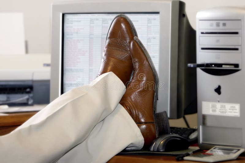 Businessman S Feet Propped Up on the Desk Stock Photo Image of