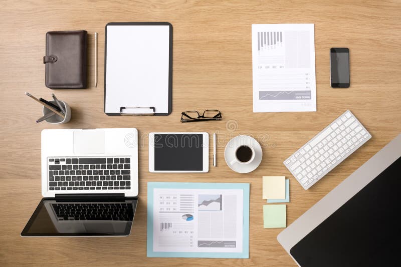 Businessman's tidy desktop stock photos