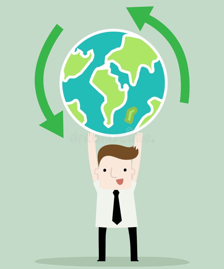 Businessman save the world stock illustration