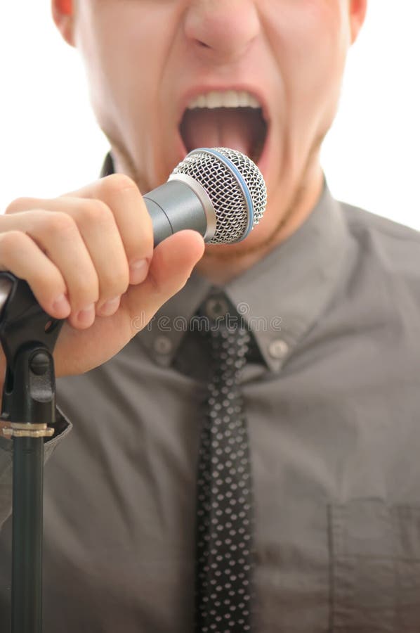 Businessman Screaming in Microphone Stock Photo Image of performance