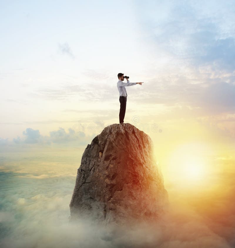 Businessman searchs for new horizon, new business opportunities stock photo Businessman searchs for new horizon, new business opportunities stock photo