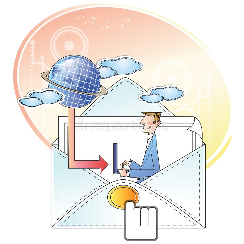 Businessman sending mail. Vector illustration decorative design vector illustration