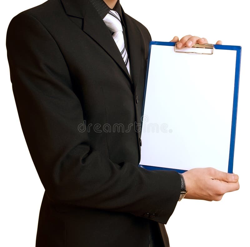 Businessman with sheet of paper royalty free stock photography Businessman with sheet of paper royalty free stock photography