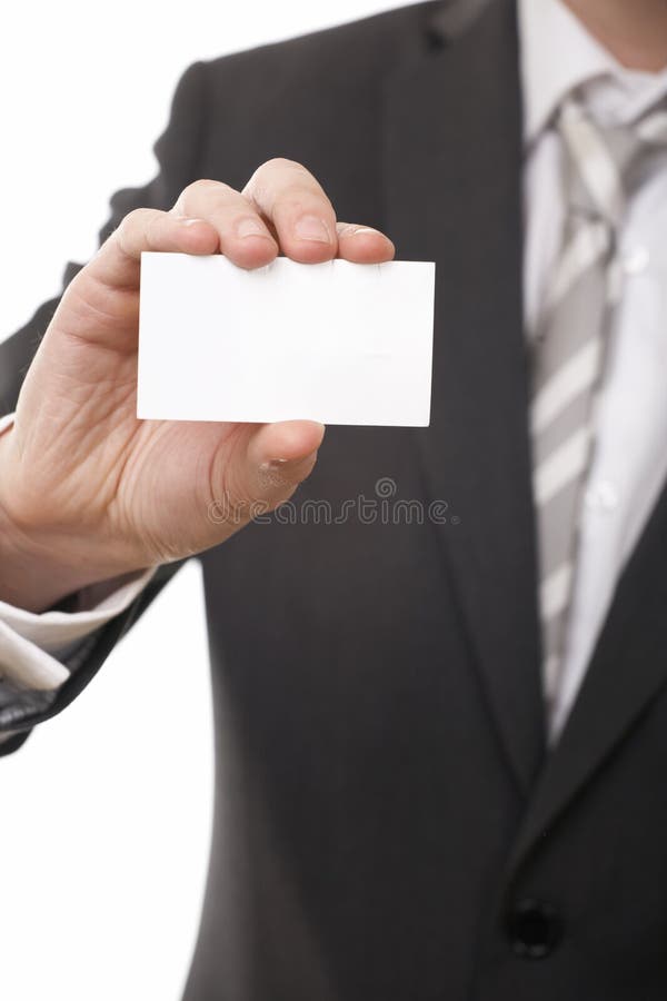 Businessman show business card