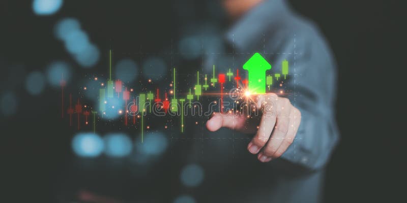 Businessman showing business growth and success graph ,concept of progress in development, financial efficiency and investment stock illustration