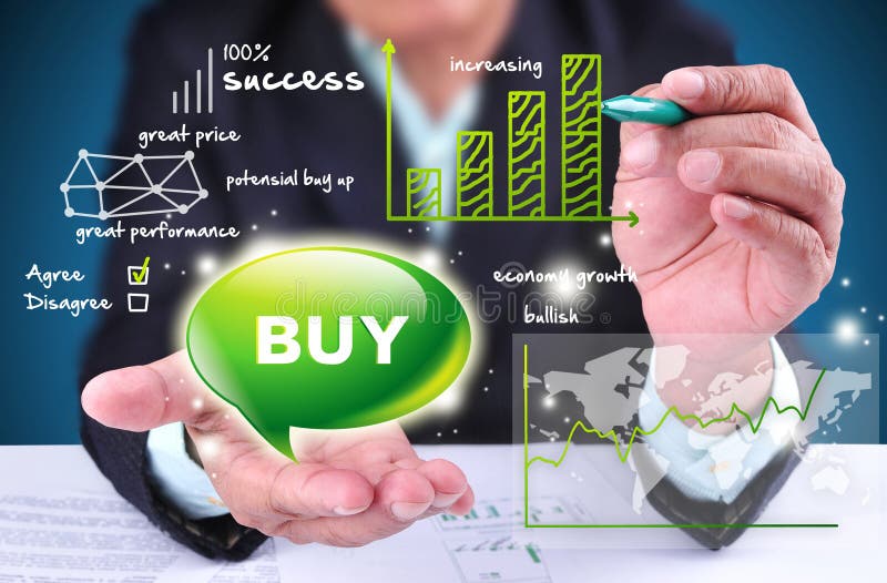 Businessman showing buy trading sign royalty free stock image Businessman showing buy trading sign royalty free stock image