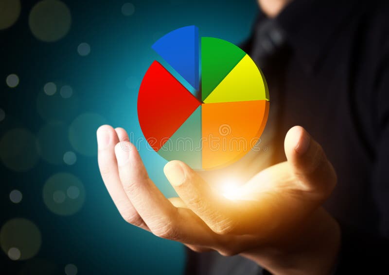 Businessman showing colorful pie graph royalty free illustration Businessman showing colorful pie graph royalty free illustration