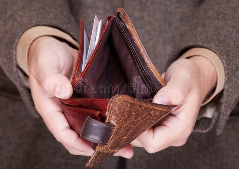 Man Hand Open Empty Wallet Stock Photo 425154094