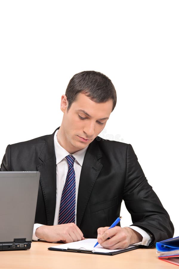 Businessman signing a document royalty free stock photos