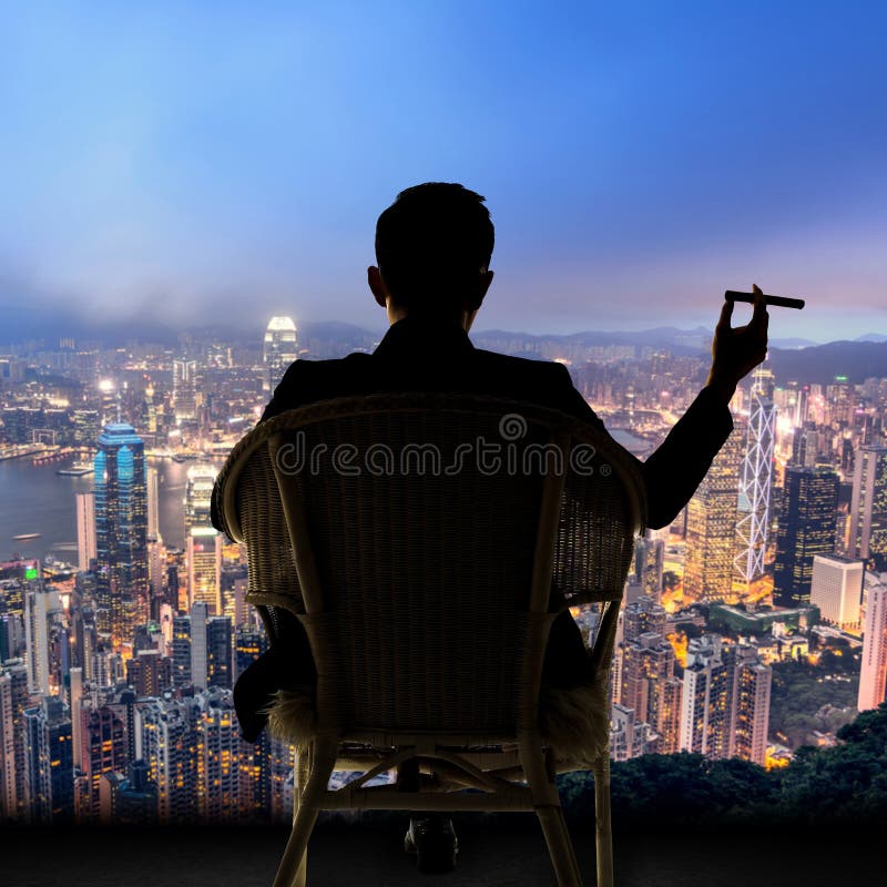 Businessman sit on chair stock photo. Image of tobacco - 43081156