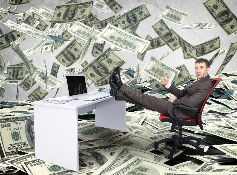 Businessman sitting on chair with table laptop stock images Businessman sitting on chair with table laptop stock images