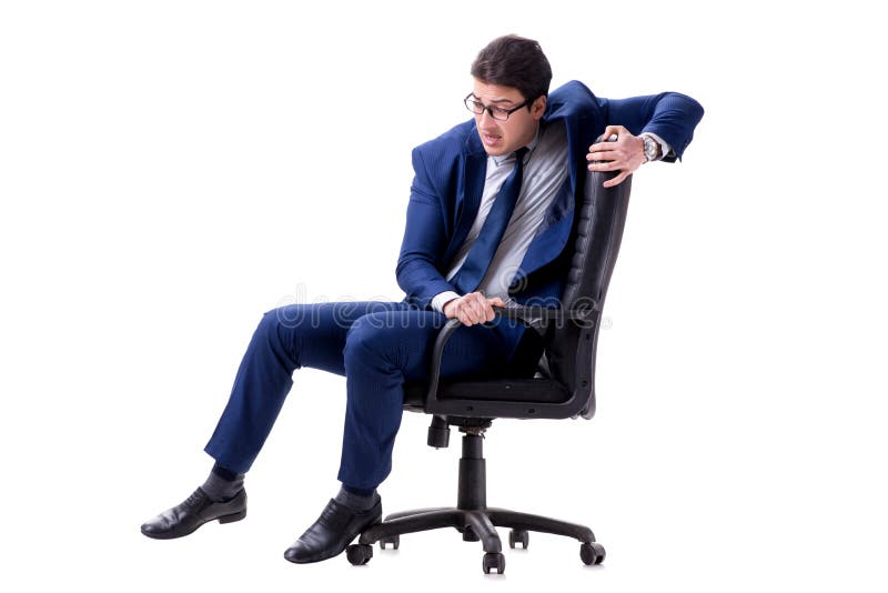 The Businessman Sitting on Office Chair Isolated on White Stock Photo ...