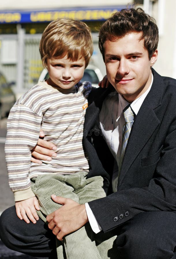 Businessman with a small boy