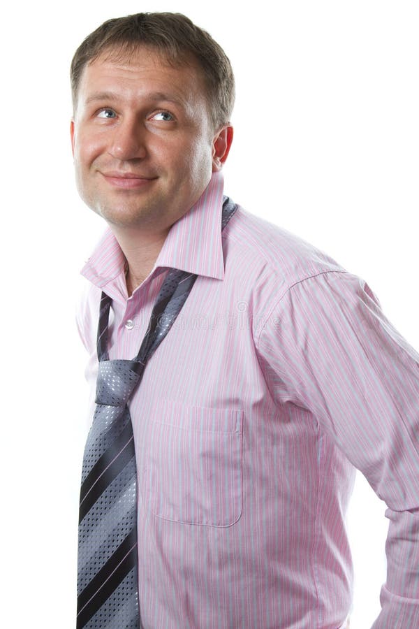 Businessman. Smiling man wearing tie on white background