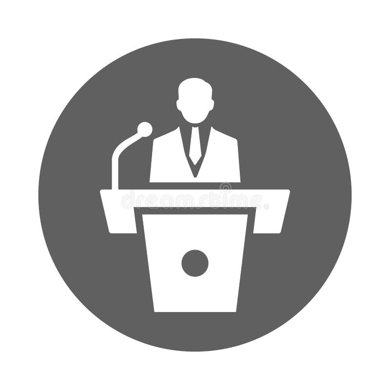Businessman, speech, support icon. Gray vector graphics royalty free illustration