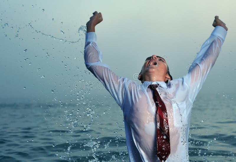 Businessman splashing