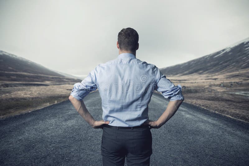 Businessman Standing On The Road Long Way To Go Concept Stock Photo Image Of Countryside Street