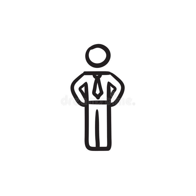 Businessman Standing Sketch Icon. Stock Vector Illustration of mobile