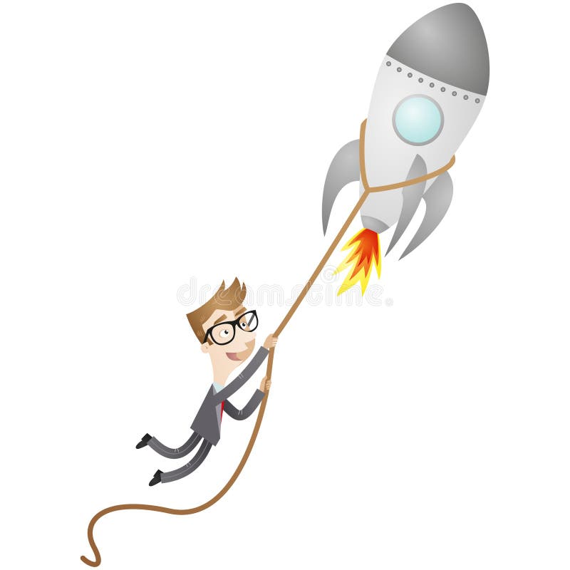 Businessman Startup Rocket Launch Stock Vector - Illustration of