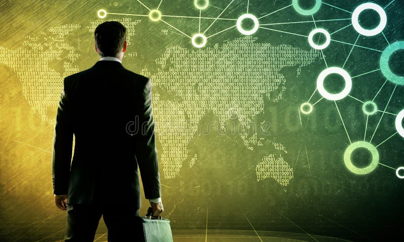 Businessman in suit against digital background royalty free stock images