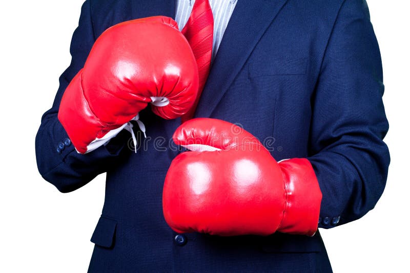 Businessman in suit boxing in red gloves. royalty free stock image Businessman in suit boxing in red gloves. royalty free stock image