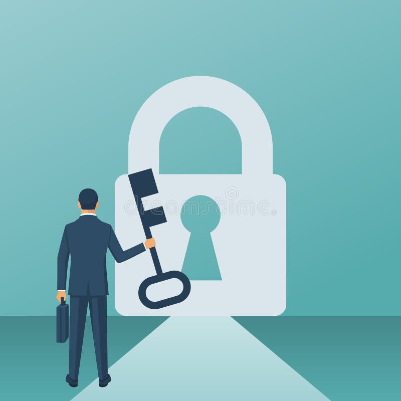 Businessman key lock royalty free illustration Businessman key lock royalty free illustration