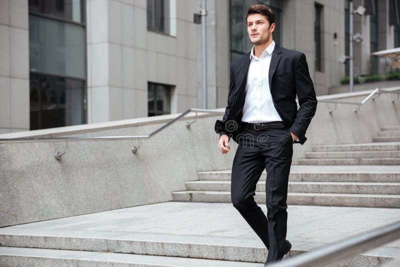 Businessman in Suit Walking on the Street Stock Photo Image of
