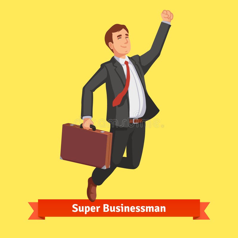 Businessman with suitcase celebrating his success vector illustration Businessman with suitcase celebrating his success vector illustration