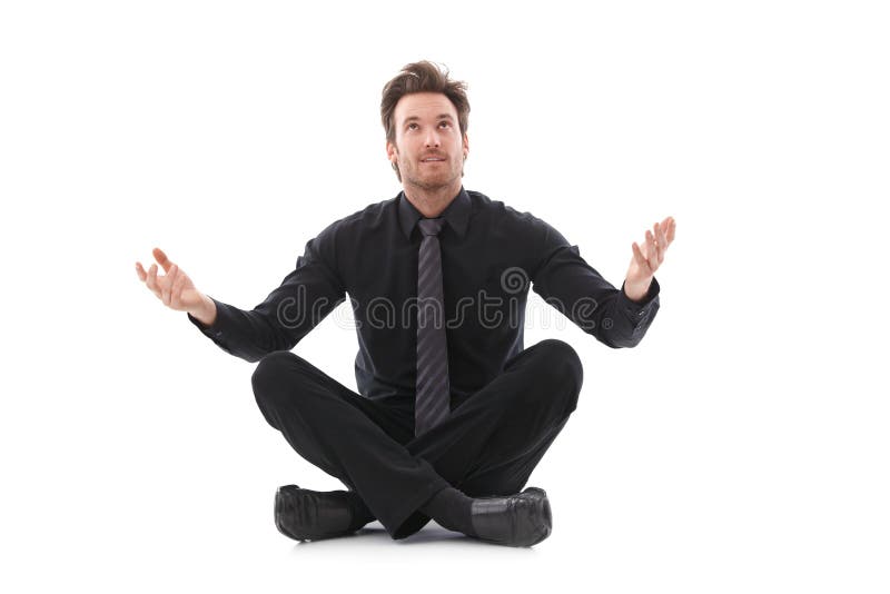 Businessman in tailor seat waiting for good luck