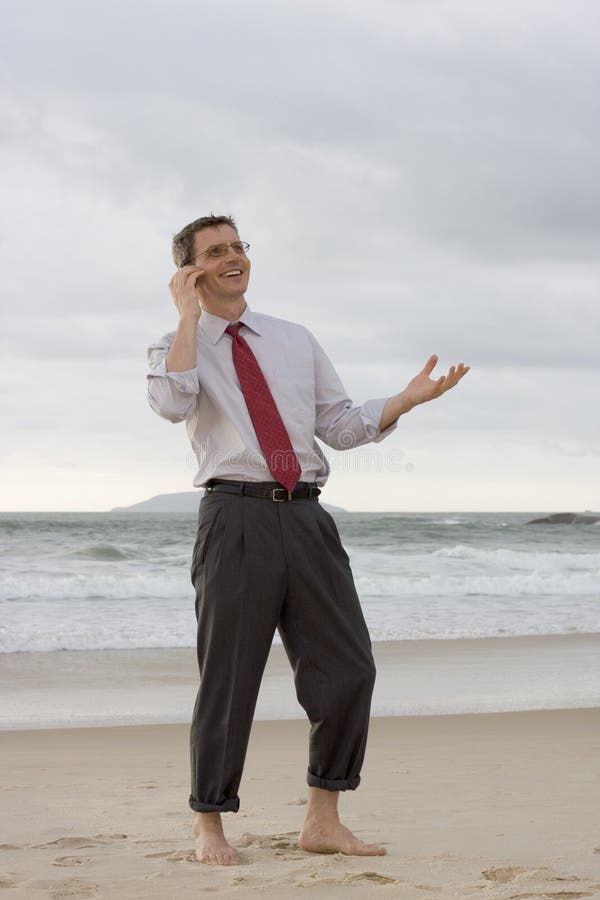 Businessman talking on cell phone