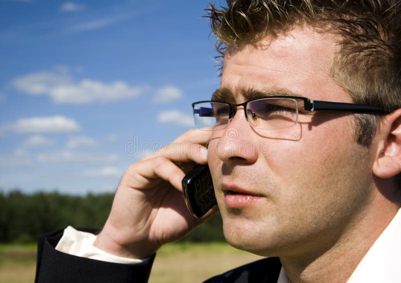 Businessman talking on mobile phone