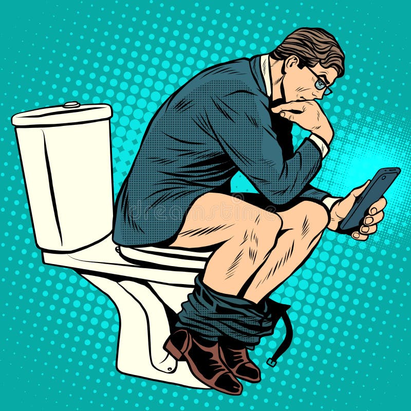 Businessman thinker on toilet vector illustration Businessman thinker on toilet vector illustration