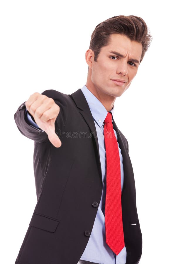 Businessman with thumb down