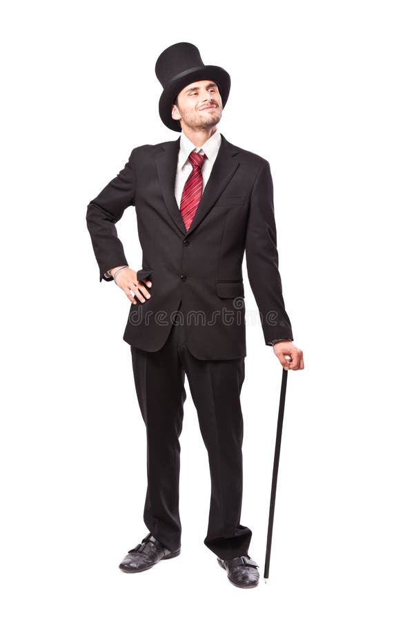 Gentlemen in Suit with Top Hat and Cane Stock Photo Image of costume