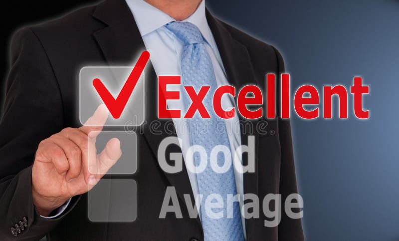Businessman touching excellent button royalty free stock photography