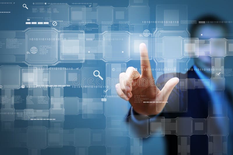 Businessman touching icon royalty free stock photos