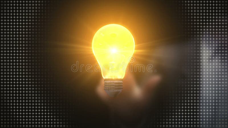 Businessman touching idea light bulb,creative communication technology. stock illustration
