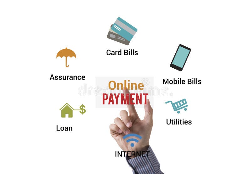 Businessman touching Payment online application. stock illustration