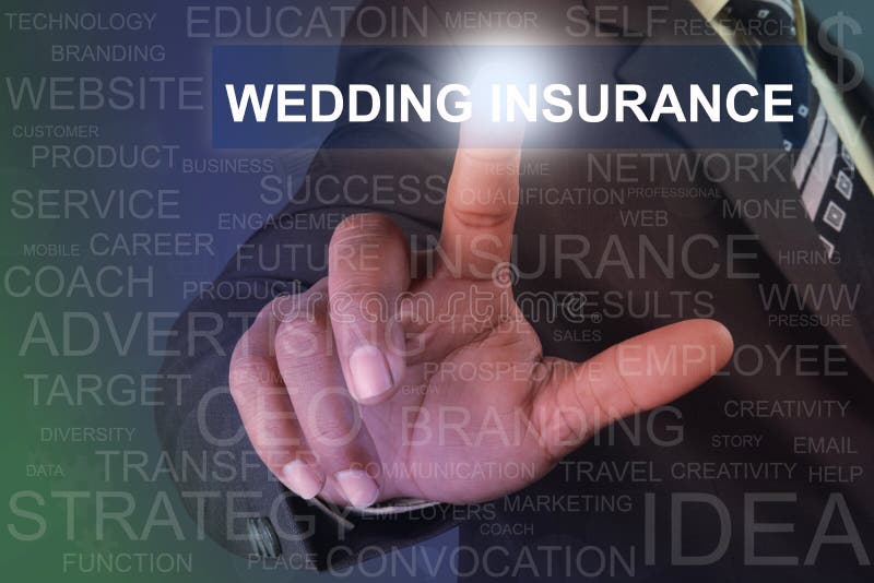 Businessman Touching Wedding Insurance Button on Virtual Screen Stock ...