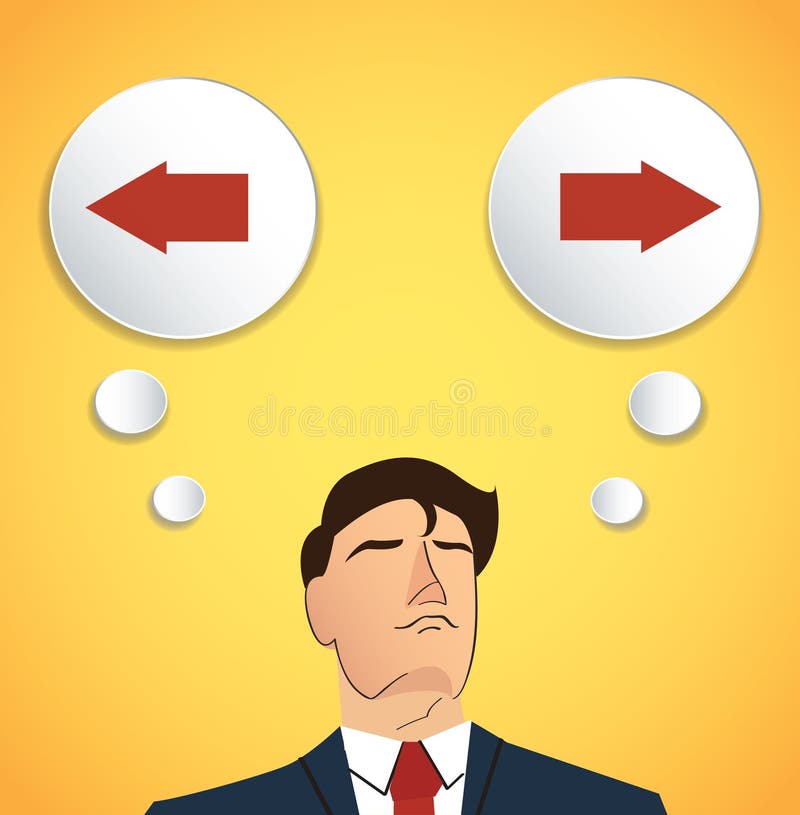 Businessman Try To Make Decision , Left or Right Vector Stock Vector