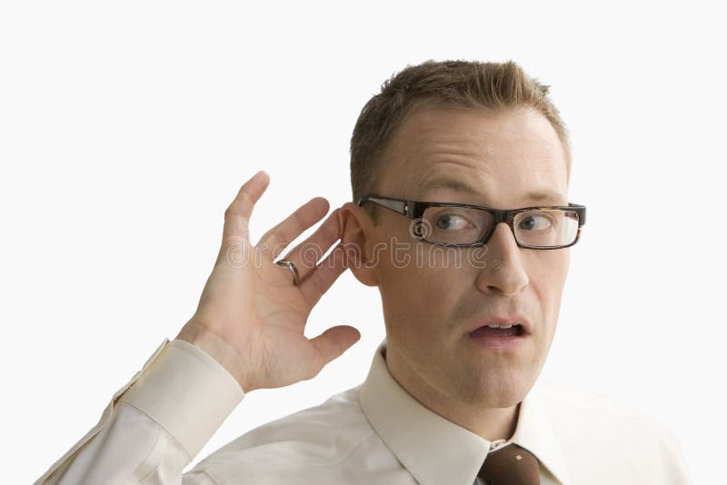 Businessman Trying to Hear - Isolated