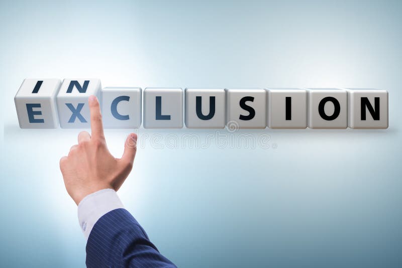 Businessman turning cubes in inclusion and exclusion concept royalty free stock photography